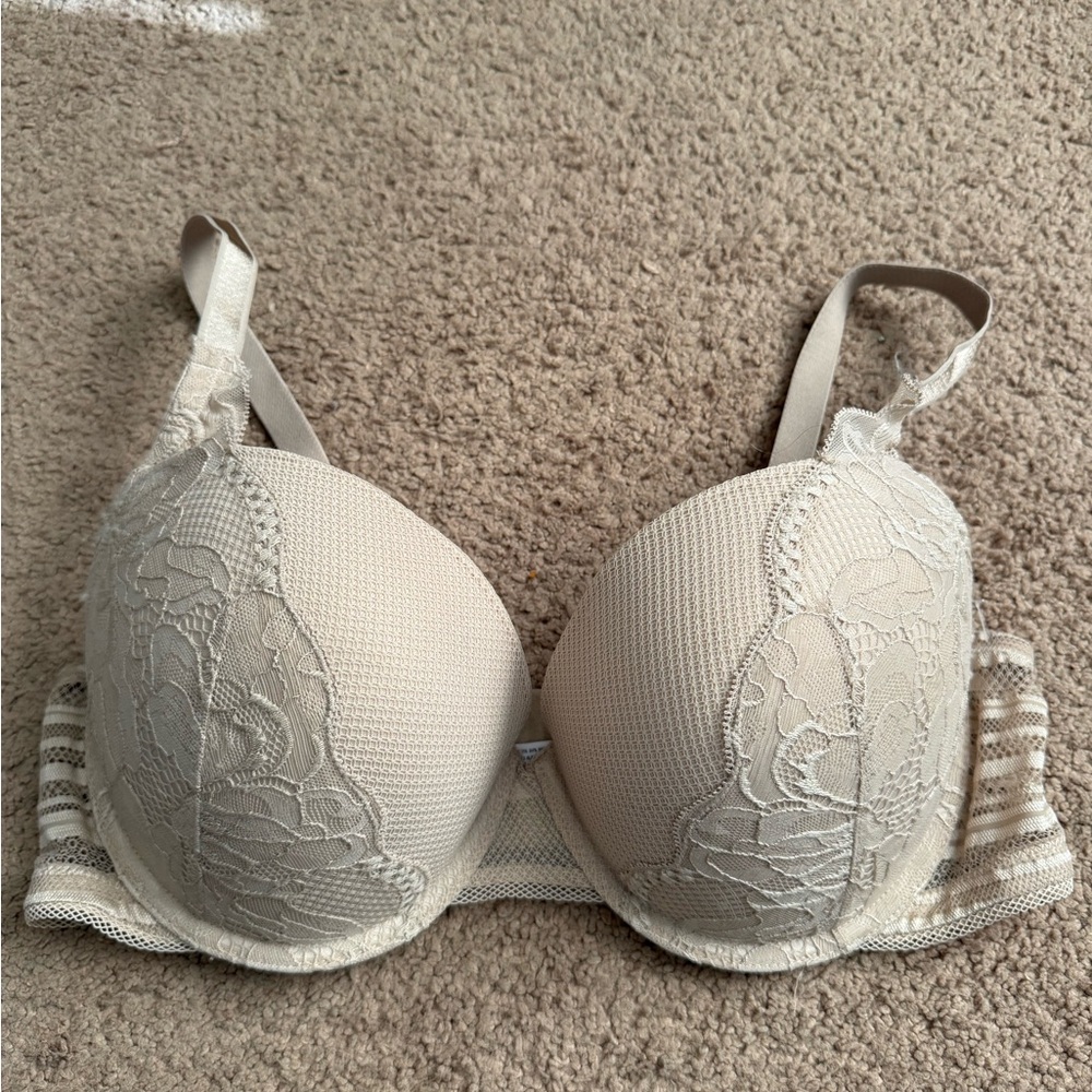 Auden Deep Plunge Coverage Push Up Bra - light taupe